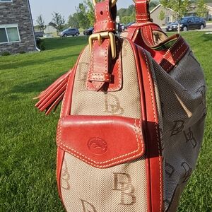 Dooney & Bourke Red and Tan Shoulder Bag